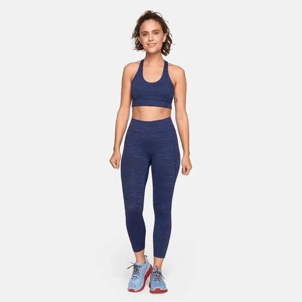 Outdoor Voices blue tech sweat 3/4 leggings XS core blue running spacedye